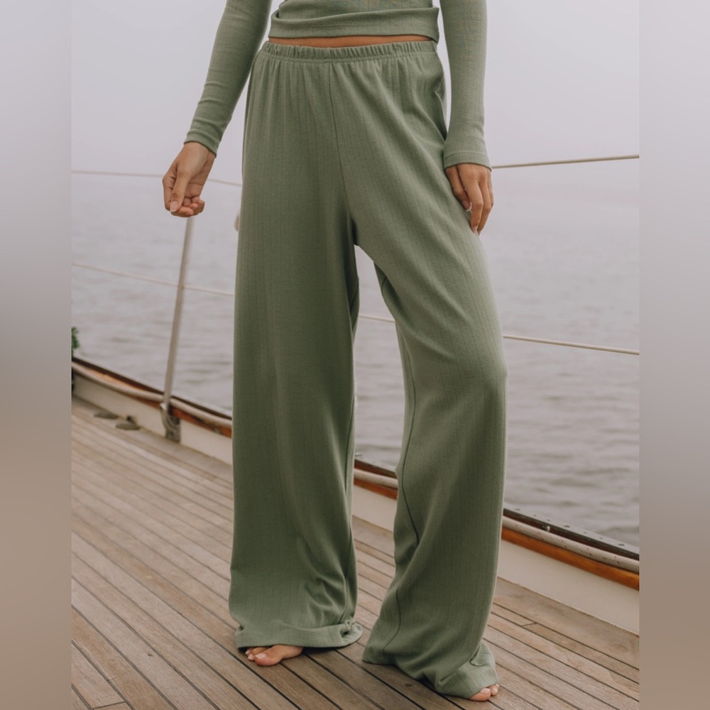 Daily Drills Green Pointelle Pants